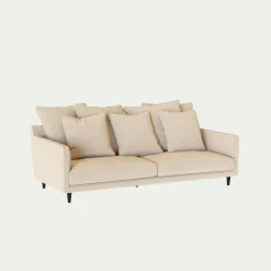 Canapé 4 places fixe en tissu joint - beige roucas