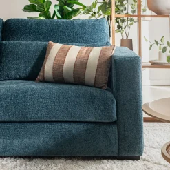 Canapé 3 places fixe en tissu Genesis - bleu