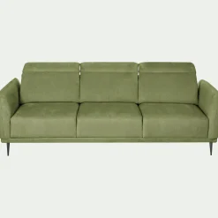 Canapé 4 places fixe en tissu memphis avec fonction avance-recul -vert cèdre