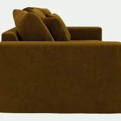 Canapé 2 places fixe en tissu velours - bronze