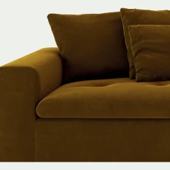 Canapé 2 places fixe en tissu velours - bronze