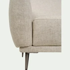 Canapé 2 places fixe en tissu avec fonction avance-recul - beige roucas