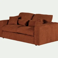 Canapé 3 places fixe en tissu chenille Benjo - brun rustrel