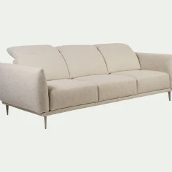 Canapé 4 places fixe en tissu avec fonction avance-recul - beige roucas