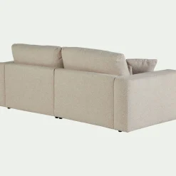 Canapé 5 places fixe en tissu bouclette - blanc écru