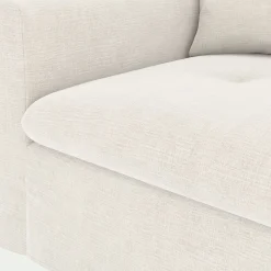 Canapé 2 places fixe en tissu doux tramé - blanc ventoux