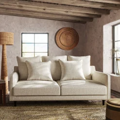 Canapé 3 places fixe en tissu joint - beige roucas