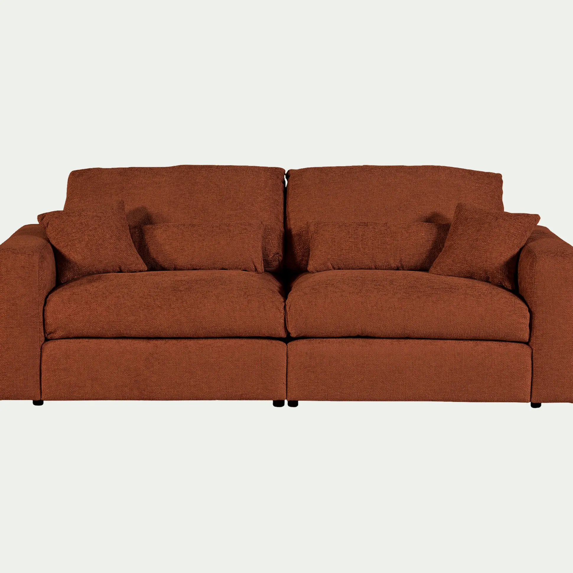 Canapé 5 places fixe en tissu chenille Benjo - brun rustrel