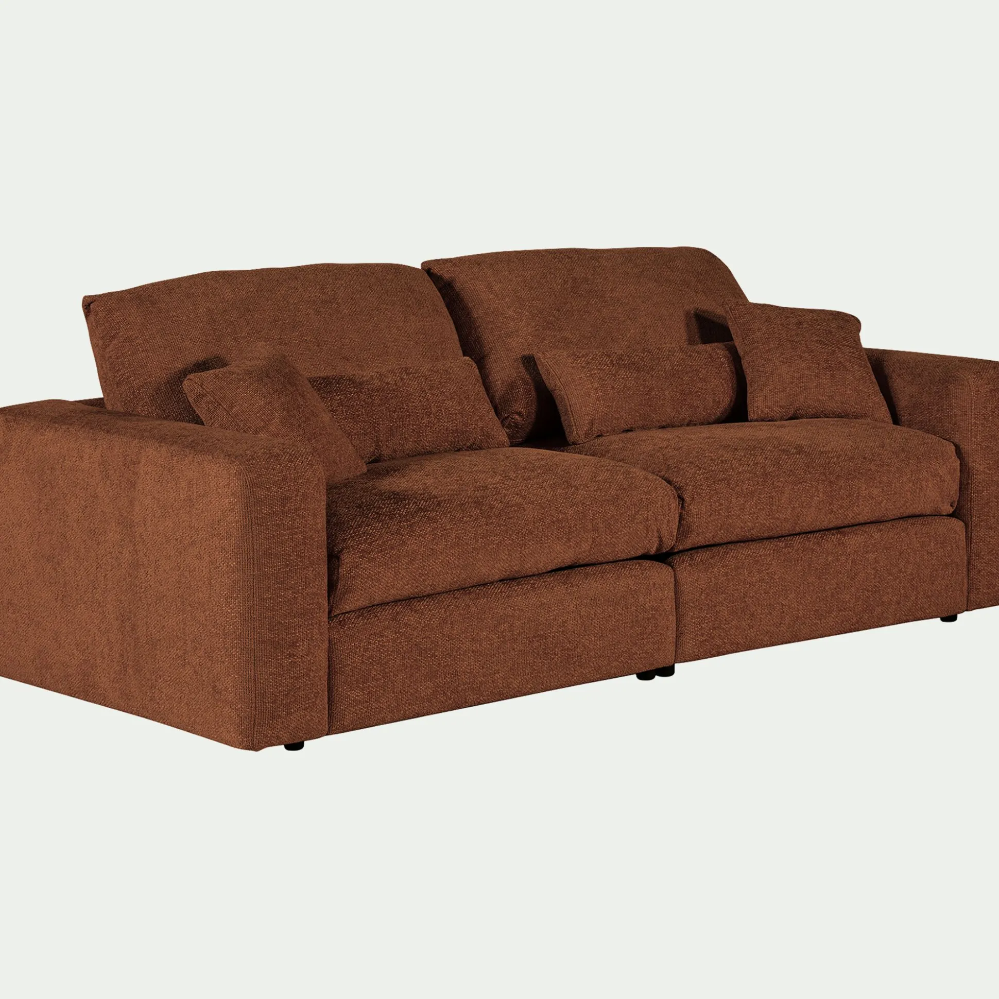Canapé 5 places fixe en tissu chenille Benjo - brun rustrel
