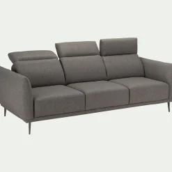 Canapé 4 places fixe en tissu avec fonction avance-recul - gris restanque