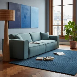 Canapé 5 places fixe en tissu genesis - bleu