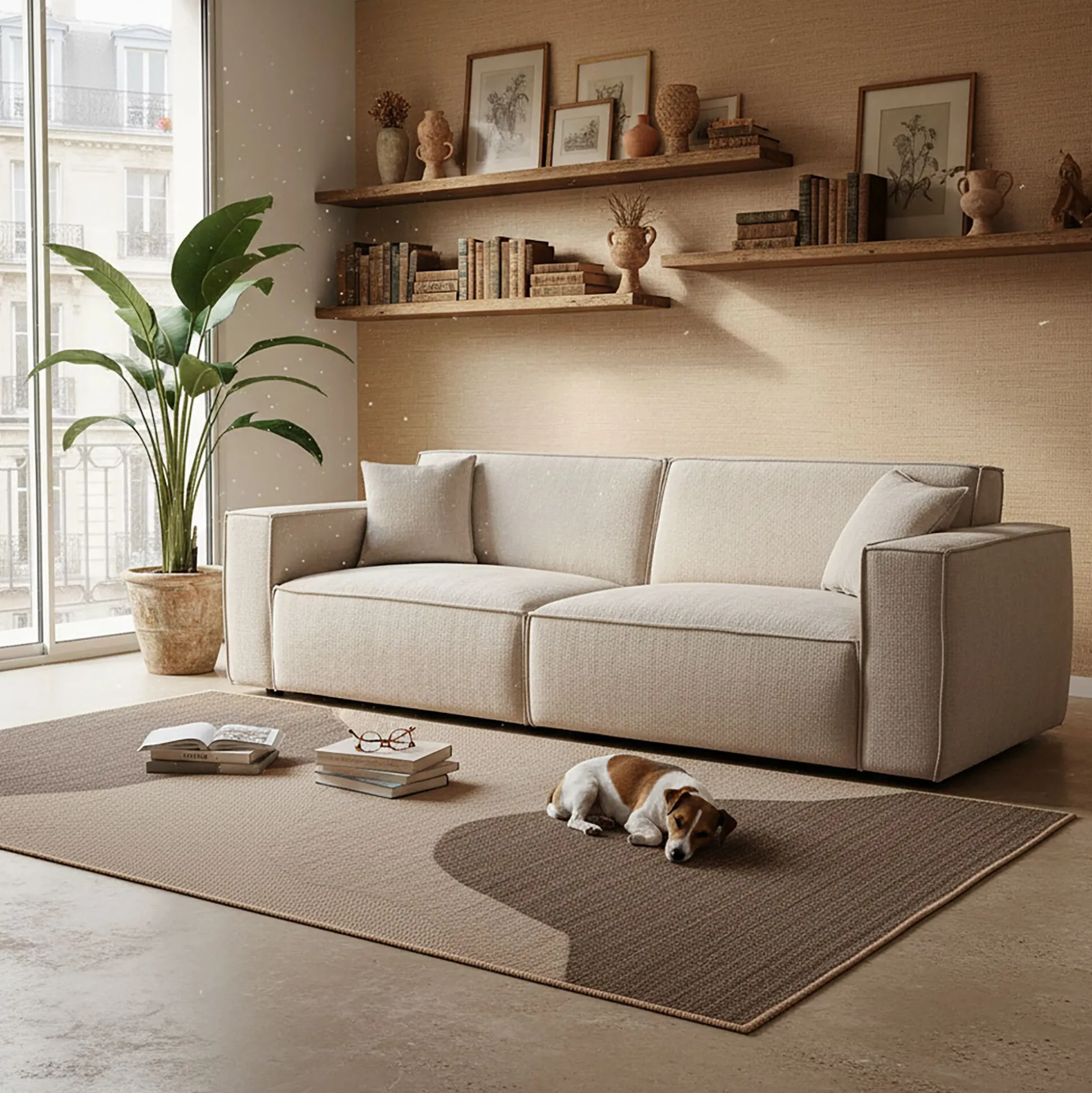 Canapé 5 places fixe en tissu Genesis - beige