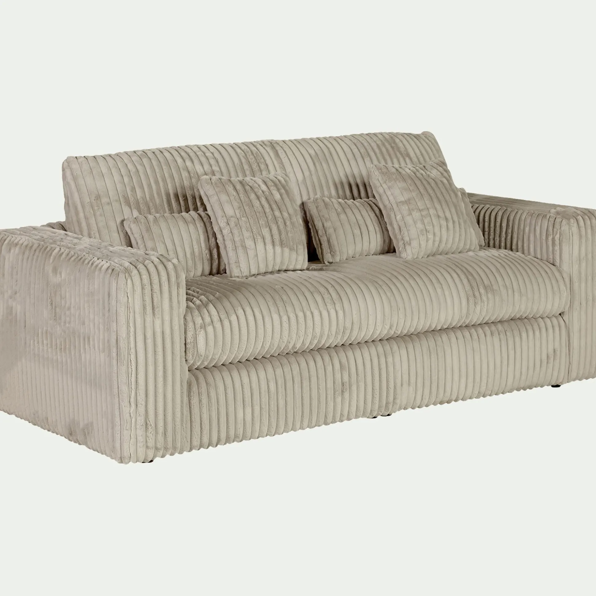 Canapé 3 places fixe en tissu côtelé - blanc ventoux