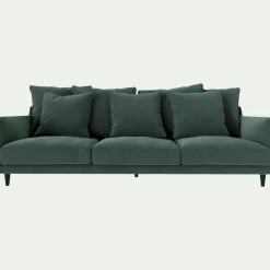 Canapé 5 places fixe en tissu velvet - vert sauge