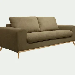 Canapé 3 places fixe en tissu crown - vert cèdre