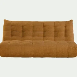 Canapé 4 places fixe en tissu chenille - jaune argan