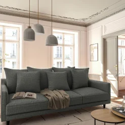 Canapé 5 places fixe en tissu - gris restanque