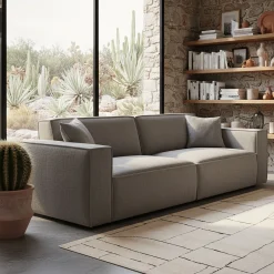 Canapé 5 places fixe en tissu genesis - gris