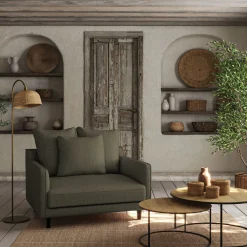 Canapé 1,5 places fixe en tissu joint - vert cèdre