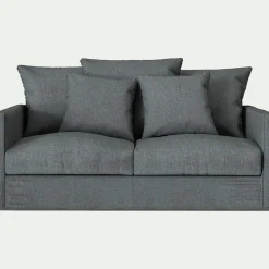 Canapé 2 places fixe en tissu - gris ardoise