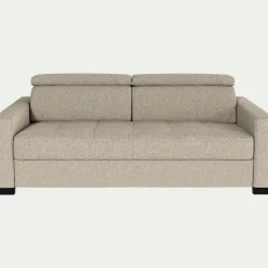 Canapé 3 places fixe en tissu pop avec accoudoirs 15cm - beige