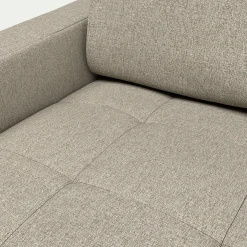 Canapé 3 places fixe en tissu pop avec accoudoirs 15cm - beige