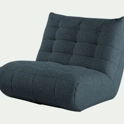 Canapé 2 places fixe en tissu bouclette - bleu