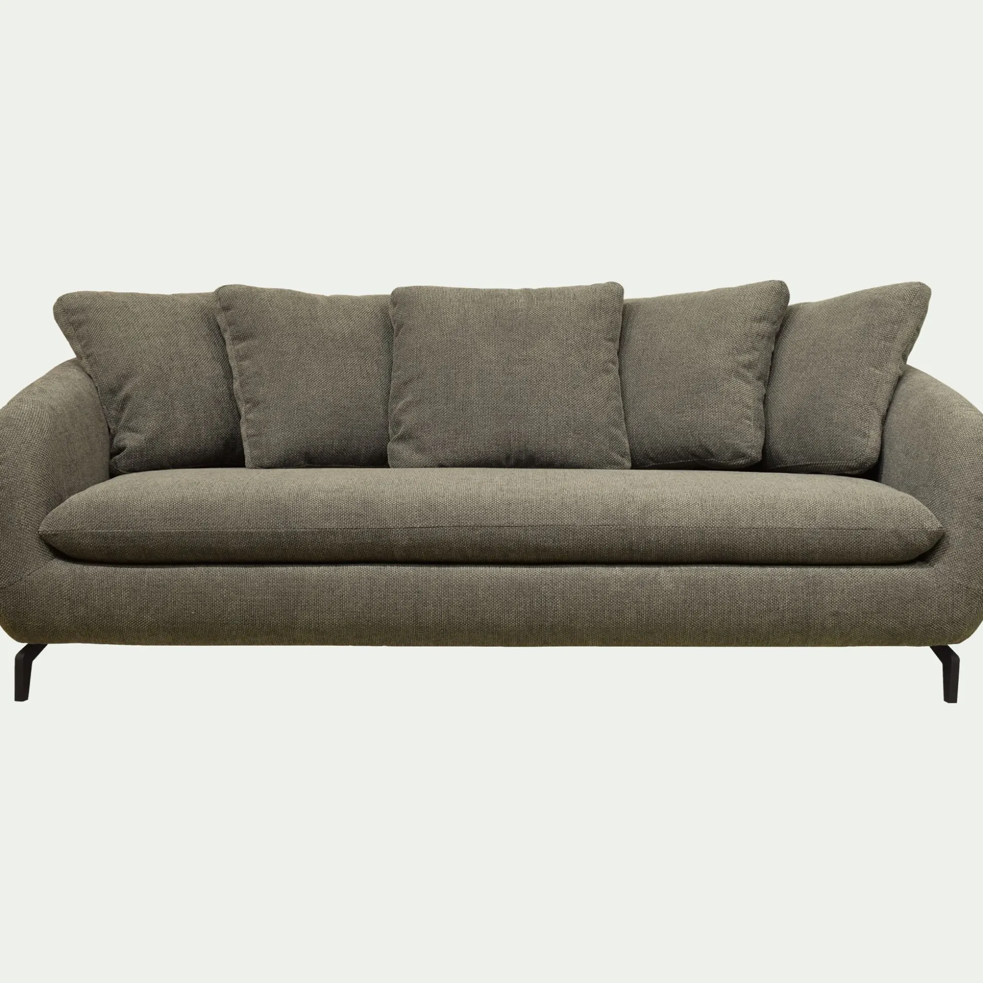 Canapé 4 places fixe en tissu doux - vert garrigue