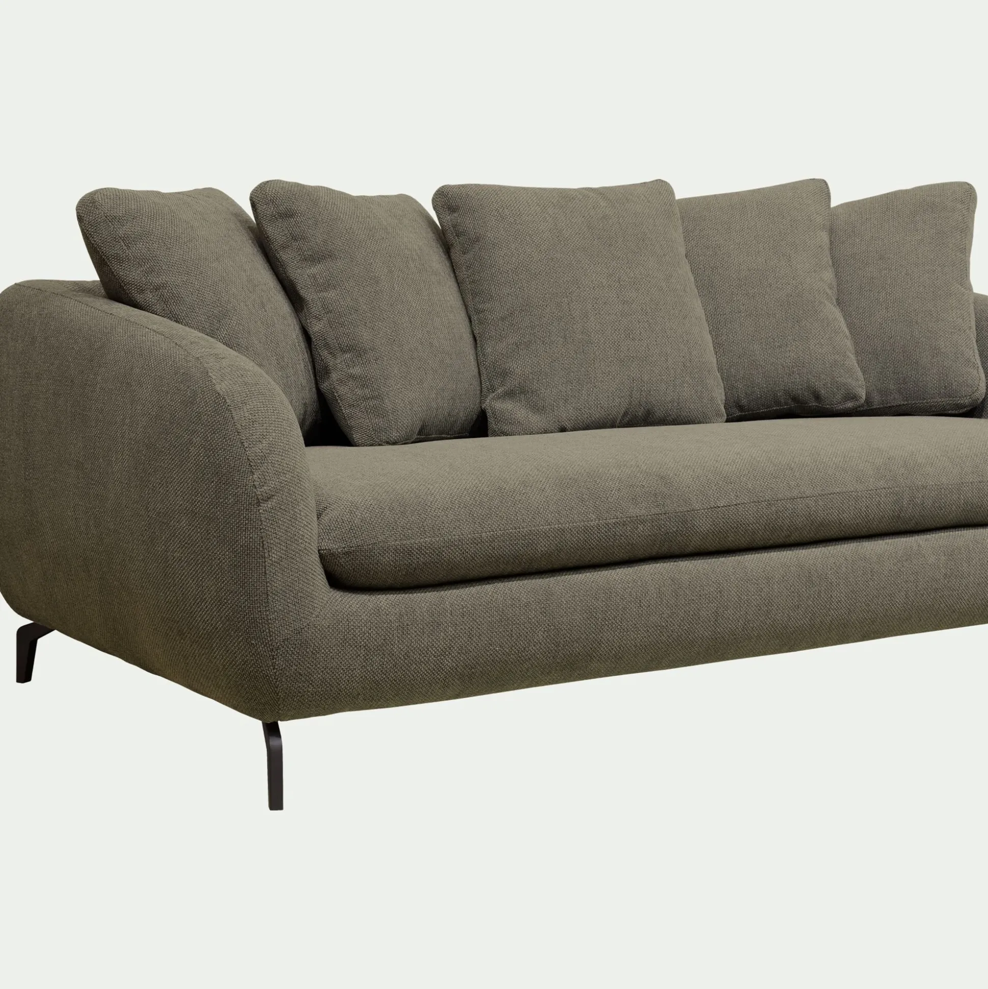 Canapé 4 places fixe en tissu doux - vert garrigue