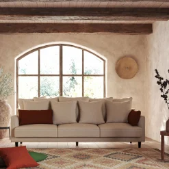 Canapé 6 places fixe en tissu joint - beige roucas