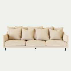 Canapé 6 places fixe en tissu joint - beige roucas