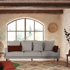 Canapé 6 places fixe en tissu joint - gris borie