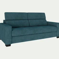 Canapé 3 places fixe en tissu monclar avec accoudoirs 20cm - bleu niolon