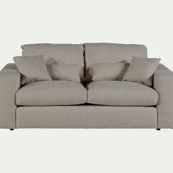 Canapé 3 places fixe en tissu bouclette - gris clair