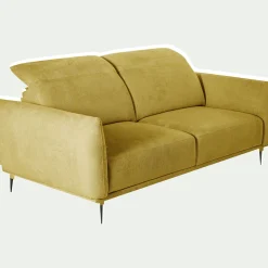 Canapé 3 places fixe en tissu memphis avec fonction avance-recul - jaune argan