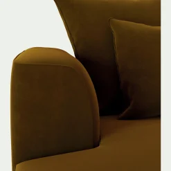 Canapé 4 places fixe en tissu velours - bronze