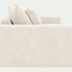 Canapé 2 places fixe en tissu doux tramé - beige