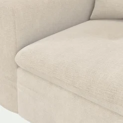 Canapé 2 places fixe en tissu doux tramé - beige