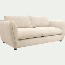 Canapé 3 places fixe en tissu Nature - blanc écru