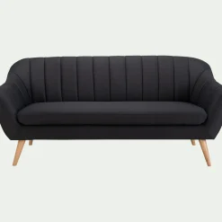 Canapé 3 places fixe en tissu - gris anthracite