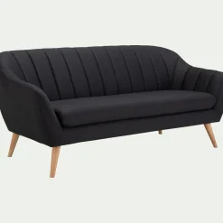 Canapé 3 places fixe en tissu - gris anthracite