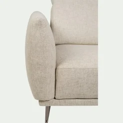 Canapé 3 places fixe en tissu avec fonction avance-recul - beige roucas