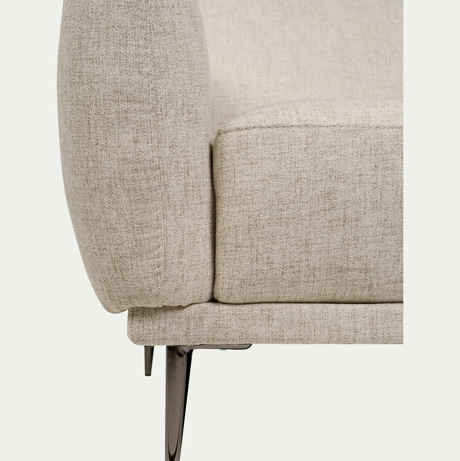 Canapé 3 places fixe en tissu avec fonction avance-recul - beige roucas