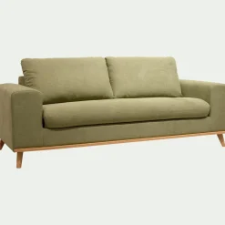 Canapé 3 places fixe en tissu Cosmo - vert kaki