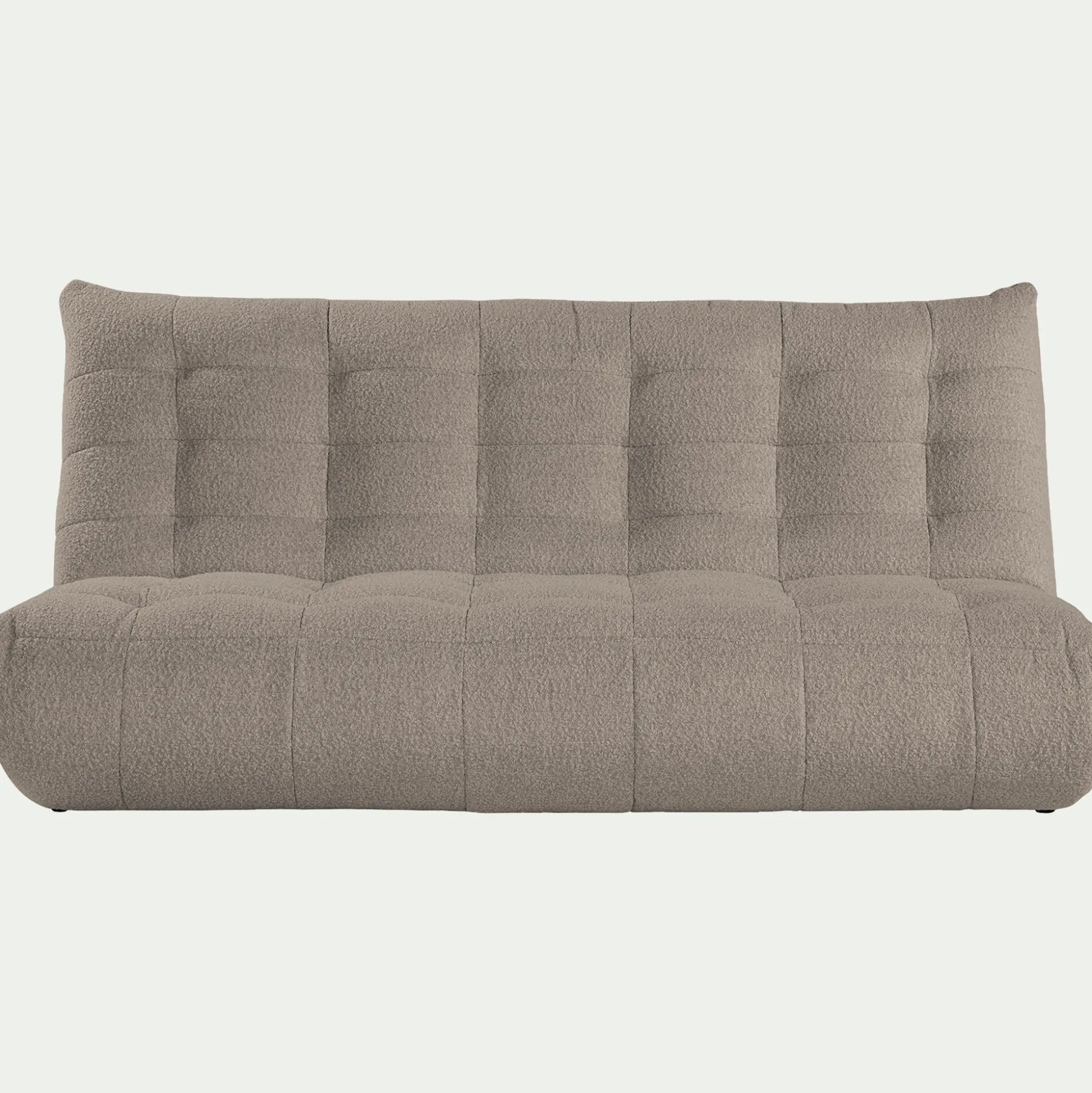 Canapé 4 places fixe en tissu bouclette - gris clair