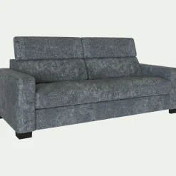 Canapé 3 places fixe en tissu Genesis avec accoudoirs 20cm - gris ardoise