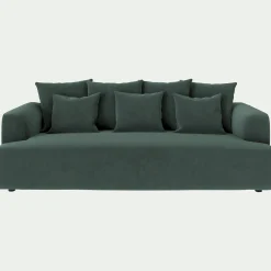 Canapé 4 places fixe en tissu velours - vert sauge