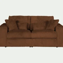 Canapé 3 places fixe en tissu côtelé - brun rustrel