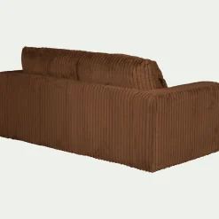 Canapé 3 places fixe en tissu côtelé - brun rustrel