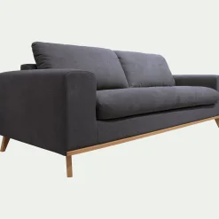 Canapé 4 places fixe en tissu Cosmo - gris anthracite